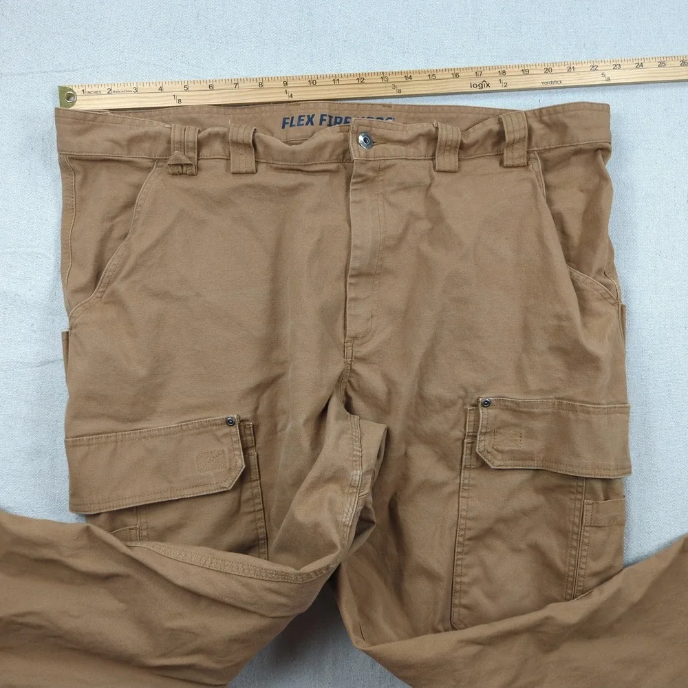 Duluth Trading Pants Mens 46x34 Khaki Flex Fire Hose Cargo Relaxed Utility